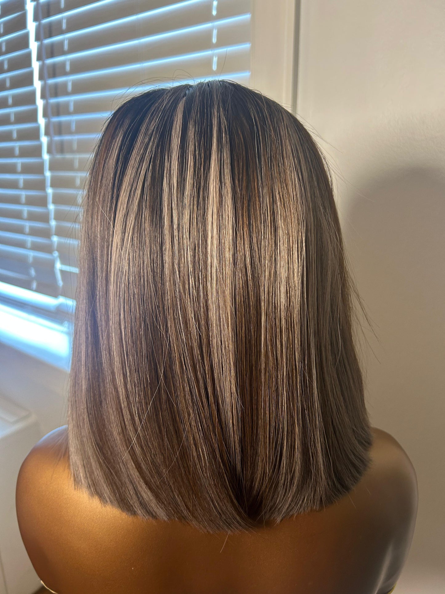 Virgin hair, SDD bone straight, 5x5 closure, 10 inches, dark brown with blonde highlights